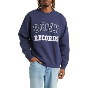 4119128 Obey Records Logo Crewneck Sweatshirt