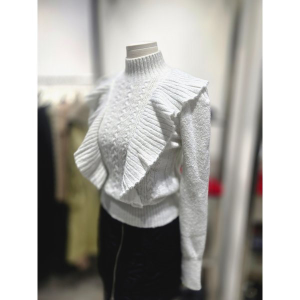 [여주점] 메탈 믹스 러플 포인트 하이넥니트 EQ4KL167