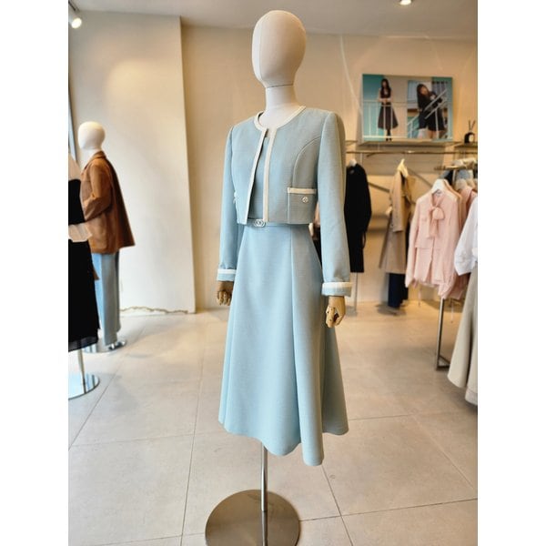 [여주점] [JJ 지고트] 여성  배색 플레어 원피스 재킷 셋트 GS3M0OP931