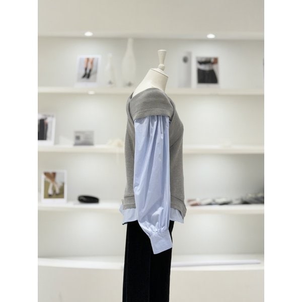 [여주점] 여성 니트 레이어드 셔츠 블라우스 (L261PSC008)