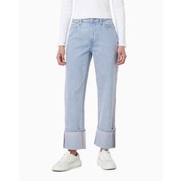 Calvin Klein Jeans 여성 릴렉스 크롭핏 롤업 라이트블루 데님(47C725G)