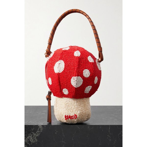 스타우드 셔룸 가죽 트림 비즈 새틴 토트백 46376663162986142