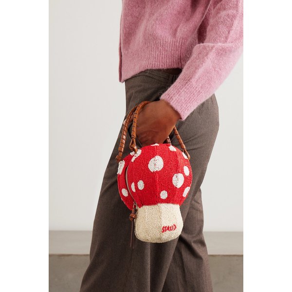 스타우드 셔룸 가죽 트림 비즈 새틴 토트백 46376663162986142