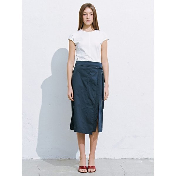 Wrap Detail Midi Skirt  Navy (KE6527M05R)