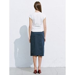 Wrap Detail Midi Skirt  Navy (KE6527M05R)