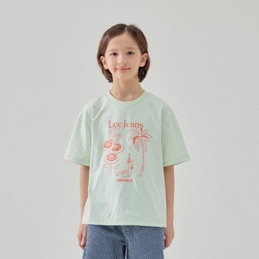 Lee Kids 루즈핏 야자수 그래픽 반팔티 민트 LK2502ST16MI