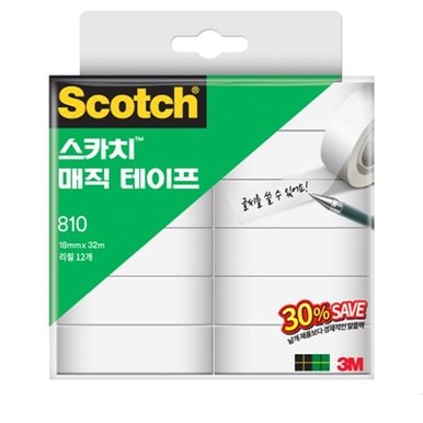 3M 스카치 매직 테이프 리필 810R-12 (18x32) 세이빙 팩