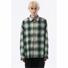 Green Oversized Fit Ombre Check Shirt_CWSAW24124GRX