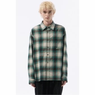 커스텀멜로우 Green Oversized Fit Ombre Check Shirt_CWSAW24124GRX