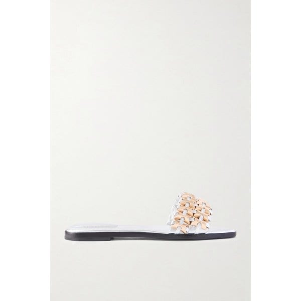 심카이 페이 비즈 장식 메탈릭 가죽 슬리퍼 46376663162981359