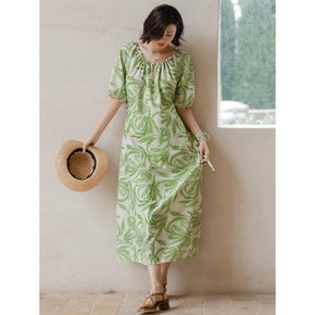 LS_Green floral loose dress