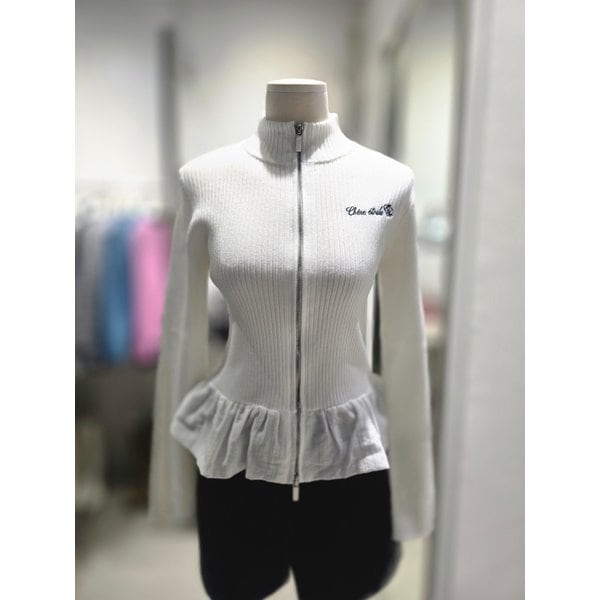 [여주점] 밑단 우븐 러플 집업니트 ES1JK200