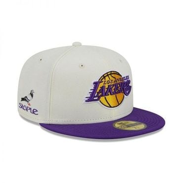  Men`s 뉴에라 x Cream 퍼플 LA 레이커스 NBA x Staple 투톤 59FIFTY 피티드 햇 캡 모자 Cream 퍼