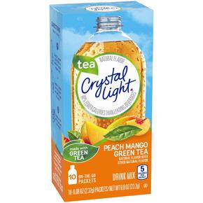 미국직구 Crystal Light 크리스탈라이트 피치 망고 그린티 무설탕 드링크 스틱 믹스 10입 4팩