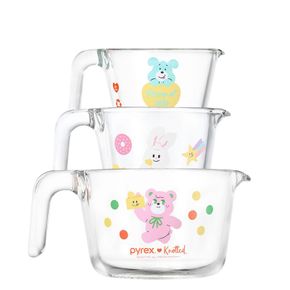 파이렉스 노티드 유리 계량컵 비커 3P 세트(250ml+500ml+1L)[35023285]