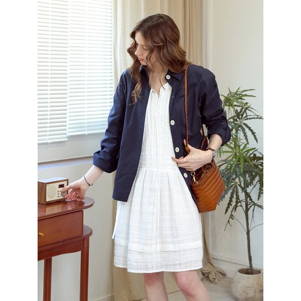 자가드 프릴 티어드원피스_WHITE