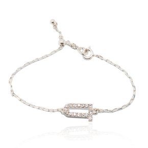 [Ib317]Shiny Signature Silver Bracelet