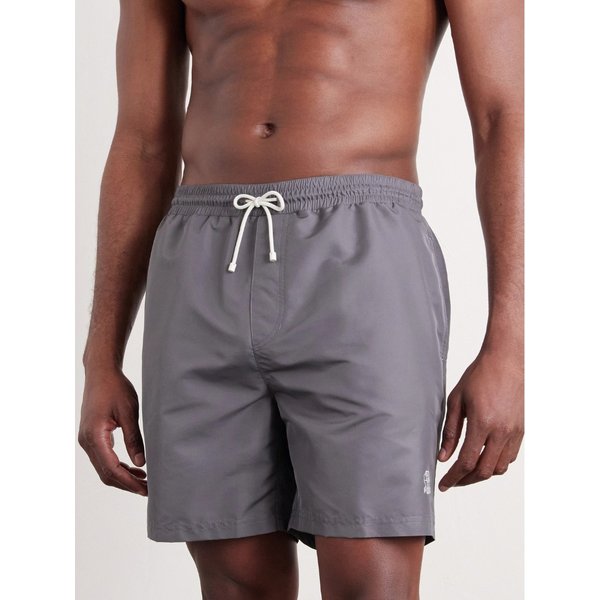 브루넬로쿠치넬리 스트레이트 레그 미드 렝스 로고 자수 스윔 쇼츠 46376663163000470