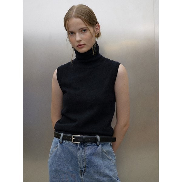 [2차] Cashmere turtleneck sleeveless top (Ivory, Pink, Grey, Black)