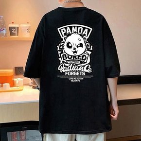 판다 레터링 루즈핏 반팔 티셔츠 IS-TS62 (15162808)