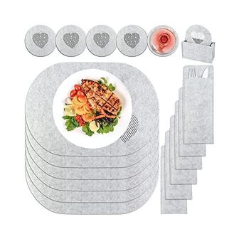  독일 식탁매트 세트 Hivia 19Piece Placemats 6 Coasters Cutlery Bags 1 Coaster Bag Washable