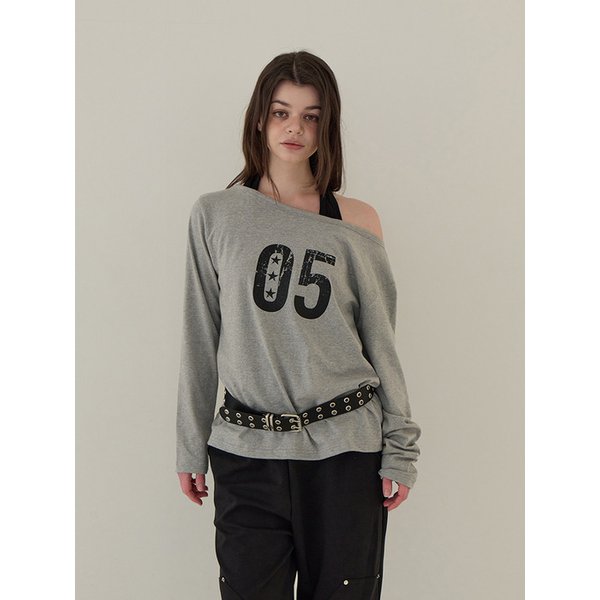 투웨이 오프 숄더 롱슬리브 (홀터넥 세트)(멜란지 그레이)