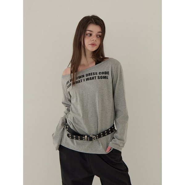 투웨이 오프 숄더 롱슬리브 (홀터넥 세트)(멜란지 그레이)