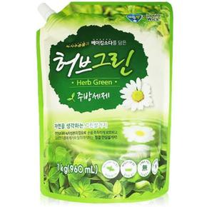 버블윅 허브그린 주방세제 1000ml 캡형파우치 강력 (S12067574)