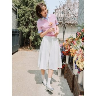빈폴레이디스 데님 잔주름 스커트 - 화이트 (BF5227C011)