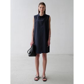 Lightweight cowl-neck layered Dress_navy