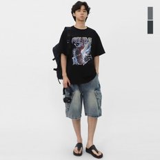 스콰즈 남자 사선 포켓 카고팬츠 캐주얼 데님 반바지 SWTP008