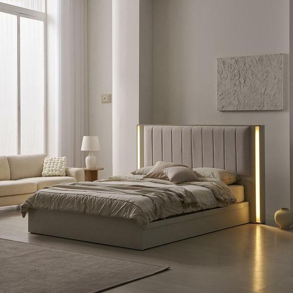 루미너스 패브릭 평상형 호텔식 침대프레임 LK(라지킹) + 사이드패널1EA