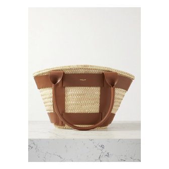 DEMELLIER 드멜리어 넷 서스테인 산토리니 가죽 트리밍 라피아 토트 뉴트럴 1647597332020581