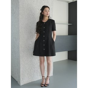 Tweed flare mini Dress _ Black