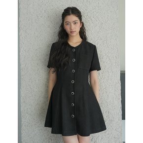 Tweed flare mini Dress _ Black