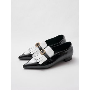 pointed toe flat shoes black & white