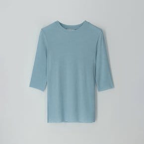울 텐셀컷 오프 7부 티셔츠_sky blue