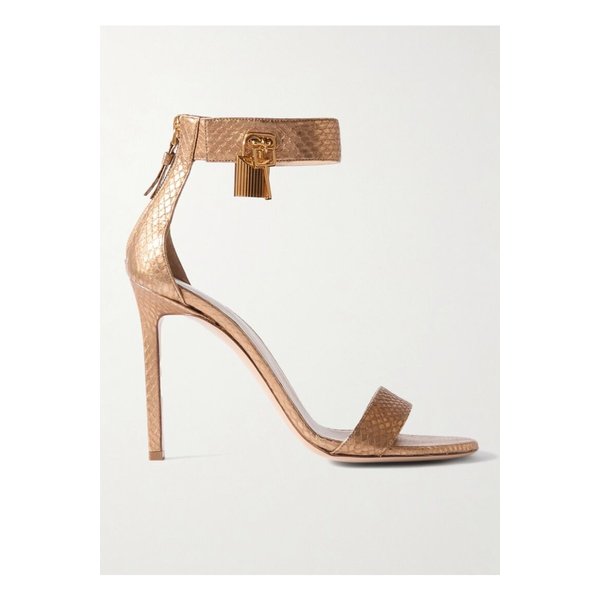 장식 메탈릭 스네이크 이펙트 가죽 샌들 샤이니 골드 1647597358487226