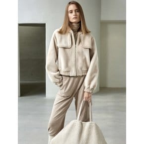 Lamb Fur Hoodie Jumper Beige