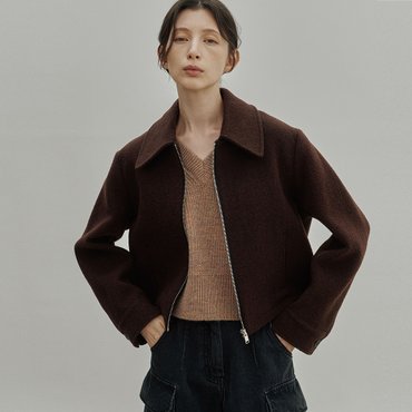 노이어 알파카 부클 집업 블루종 (브라운)