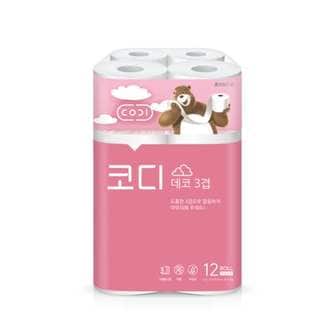 코디 3겹 데코 화장지 27M*12롤