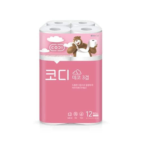 코디 3겹 데코 화장지 27M*12롤