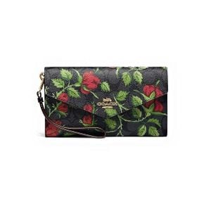 미국 코치 여성지갑 COACH Womens Travel Envelope Wallet In Signature 레더 IM/Graphite/Red M