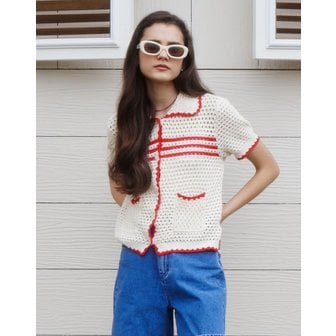 스탠다이얼 Crochet Collar Cardigan_RED EPSW3E019R2