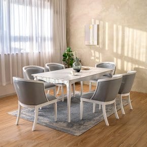린 프렌치 엔틱 포세린 세라믹 6인용 식탁 로라의자
