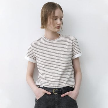 나인(Atelier Nain) [25S/S](택가:45,000원)스트라이프 포켓 슬림티(T-6992)