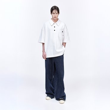 송지오 지제로 와플 피케 카라 티셔츠 화이트 SH3TS825WH