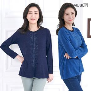 엄마옷 보석 라운드 티셔츠 MQG128887 마담 미시 중년여성 빅사이즈 할머니옷 50.._P435748161