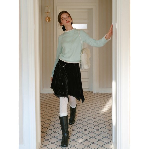 Cest_Butterfly pattern velvet skirt