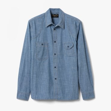 샌프란시스코마켓 EAST HARBOUR SURPLUS KAFKA 475 WORK SHIRT WASHED BLUE EHE1M40000A81